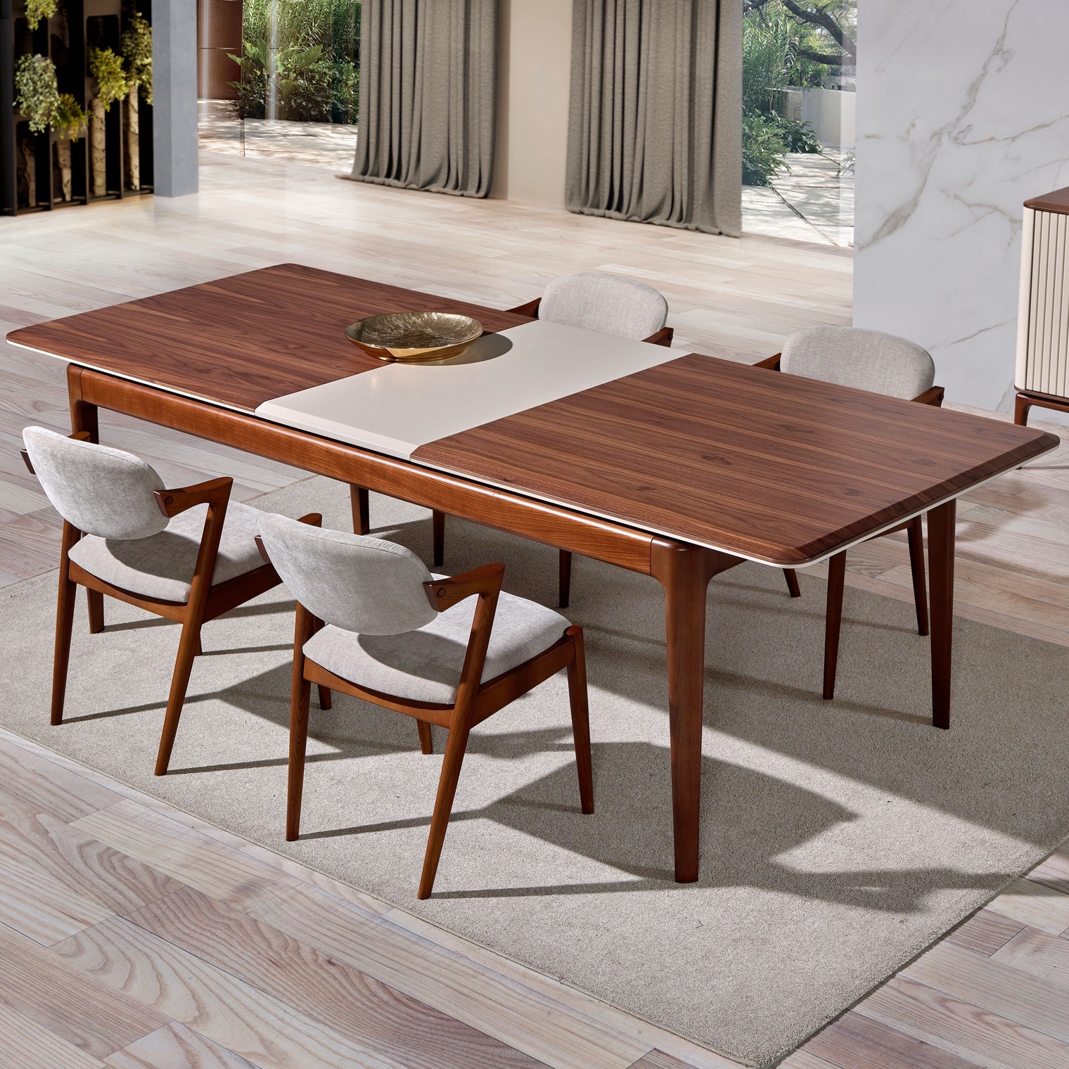 Sala Essense com design contemporâneo e linhas puras