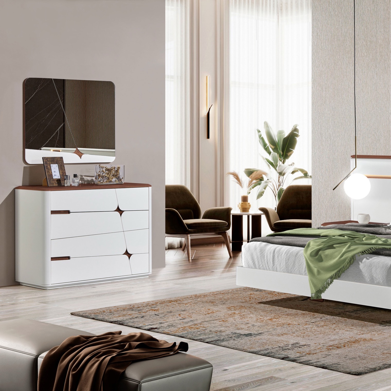 Aparador Essense minimalista com portas ocultas