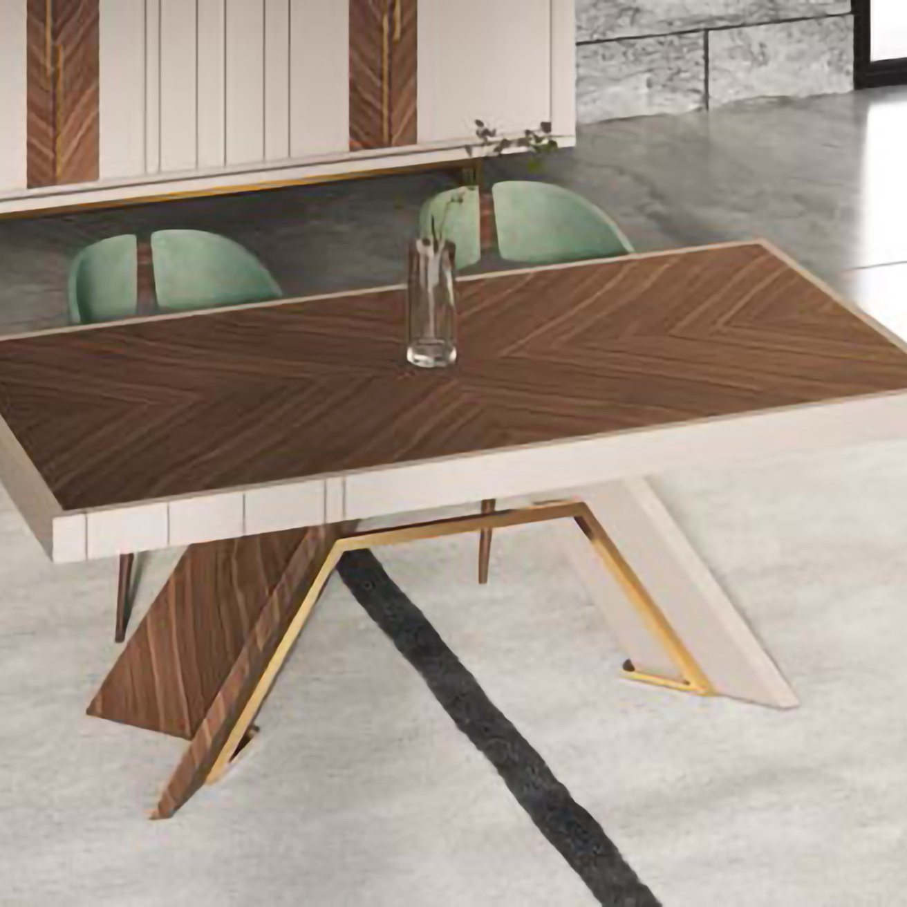 Estante Noble com iluminação integrada e acabamento em nogueira