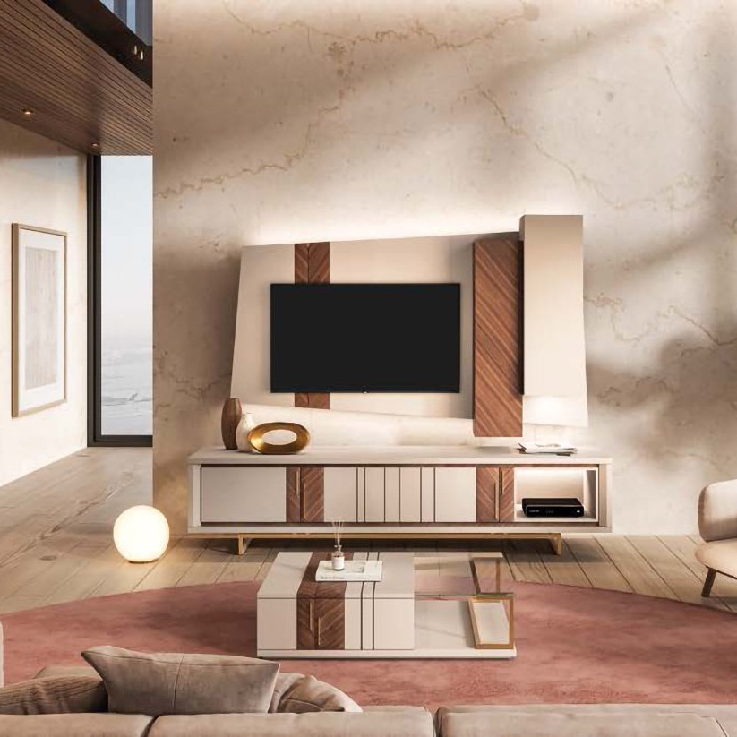 Escritório Noble com secretária e estantes suspensas