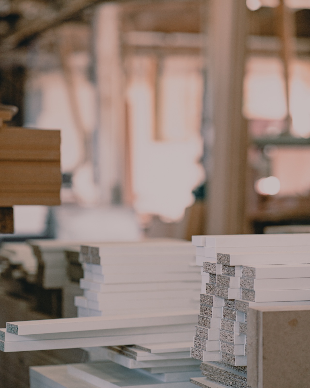 Painéis laminados empilhados